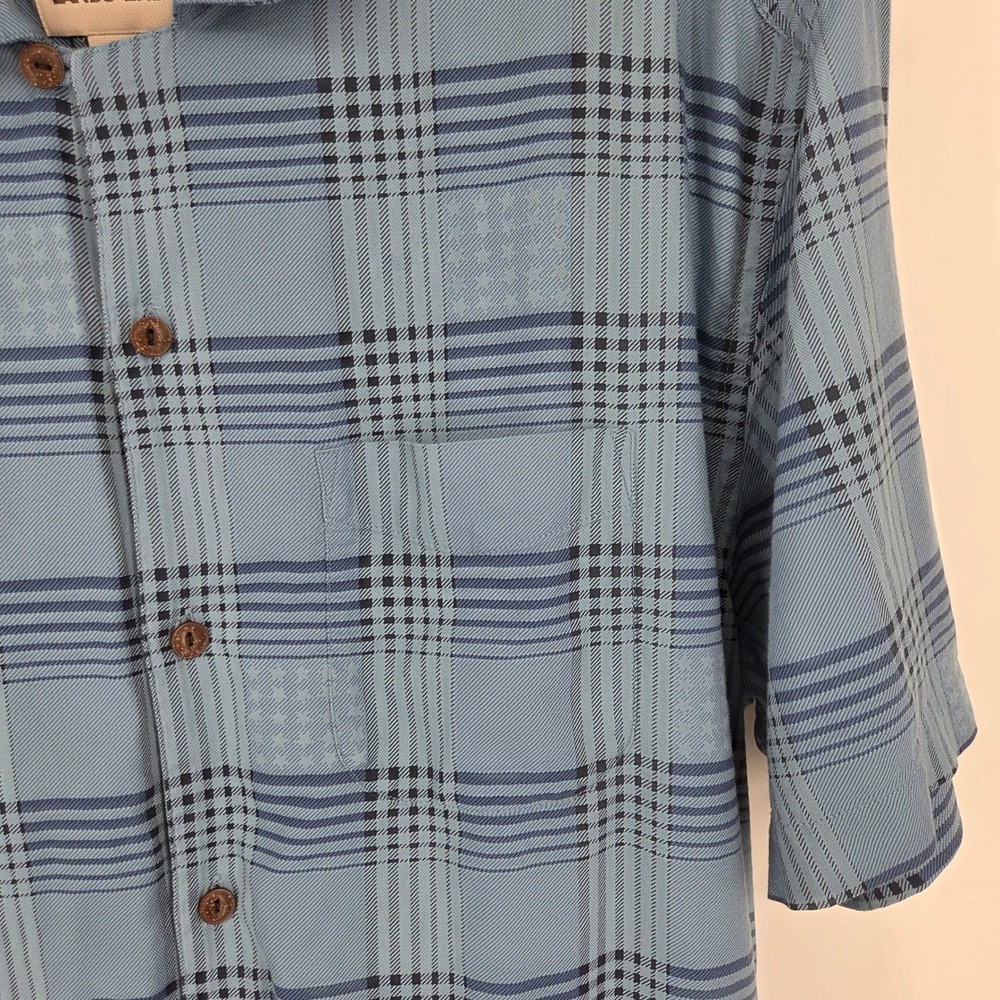 Blake Shelton x Lands' End Men's XL Tall Blue Plaid Short Sleeve Button Up - Picture 3 of 4